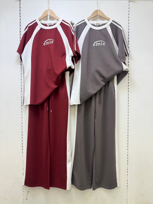 Round Neck Color Contrast Co-Ord Sets